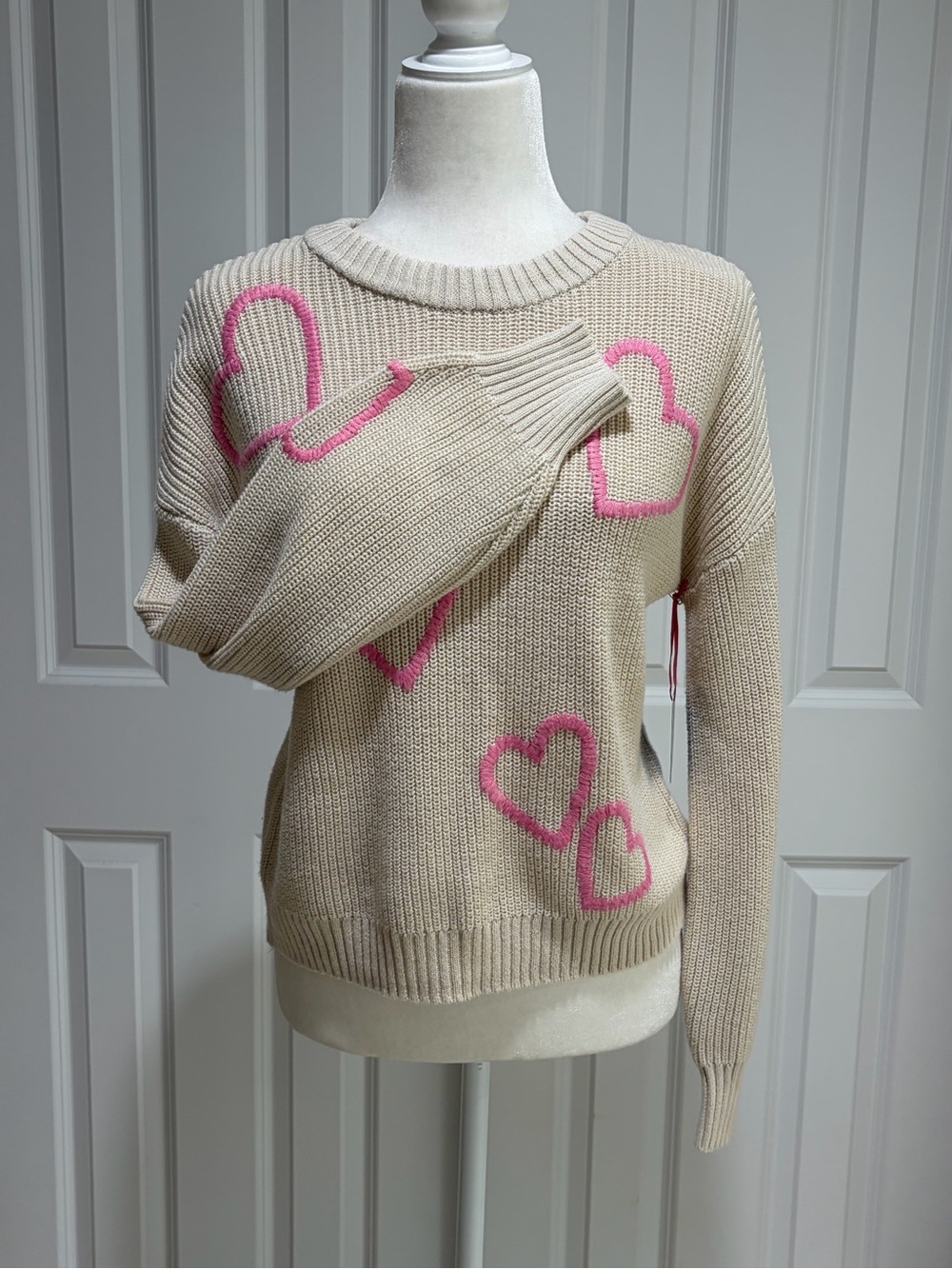Cynthia Rowley Cream/Pink Sweater Size S - Picture 4 of 10